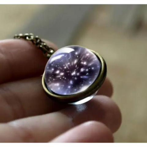 Bronze Outer Space Double Glass Necklace