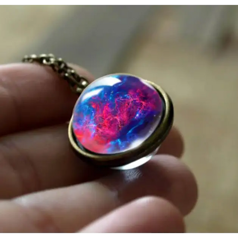 Bronze Outer Space Double Glass Necklace