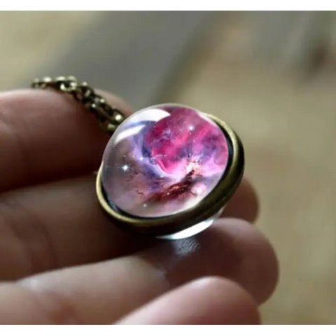 Bronze Outer Space Double Glass Necklace