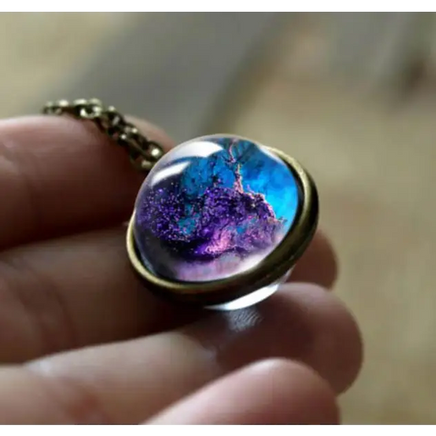 Bronze Outer Space Double Glass Necklace