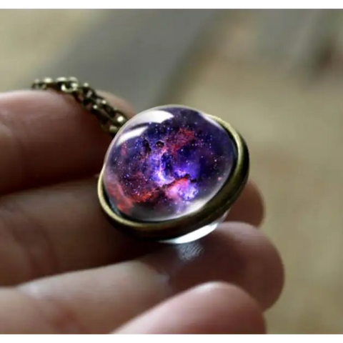 Bronze Outer Space Double Glass Necklace