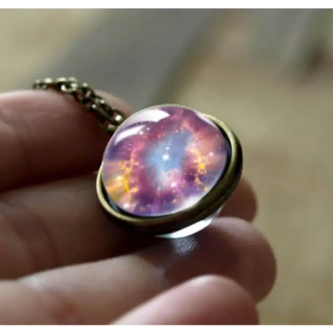 Bronze Outer Space Double Glass Necklace