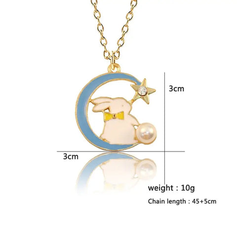 Bunny Night Enamel Necklace