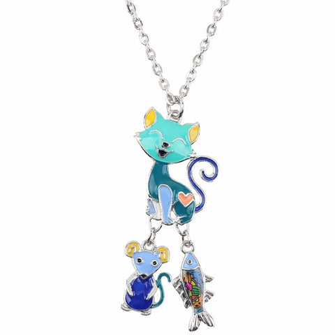 Cat, Mouse and Fish Necklace