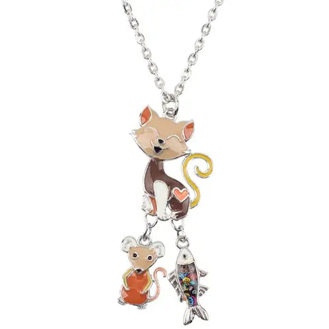 Cat, Mouse and Fish Necklace