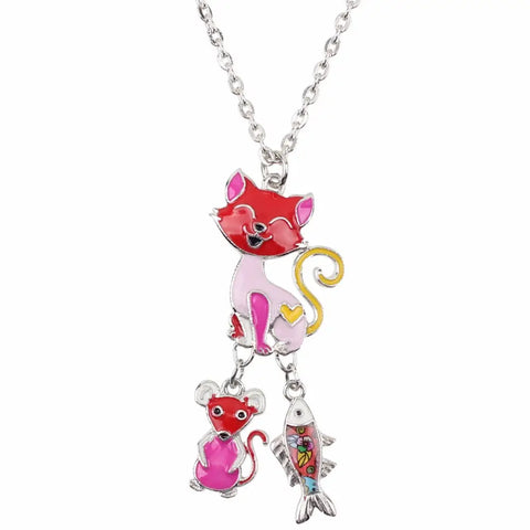 Cat, Mouse and Fish Necklace