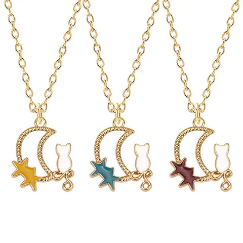 Cat Night Enamel Necklace