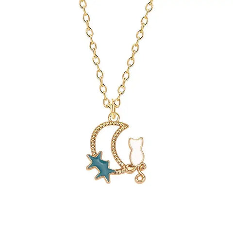 Cat Night Enamel Necklace
