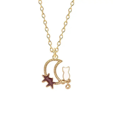 Cat Night Enamel Necklace