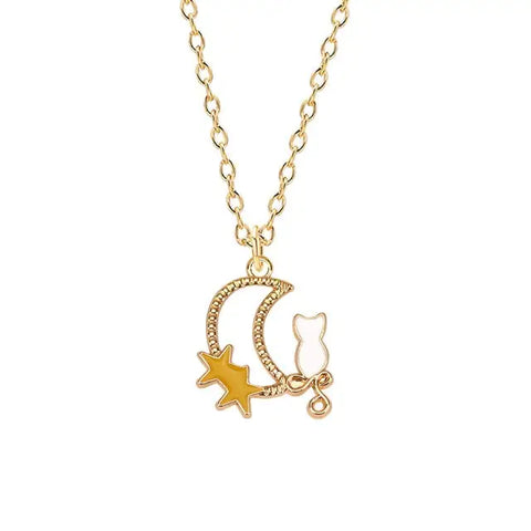 Cat Night Enamel Necklace