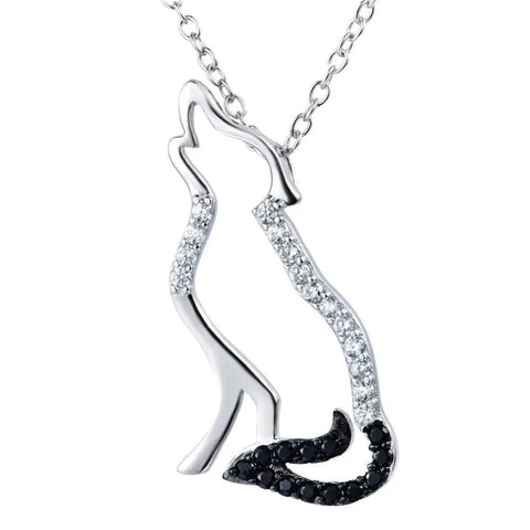 Silver cat pendant necklace with rhinestones, symbol of love and protection