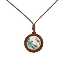 Colored Dragonfly Wood Necklace