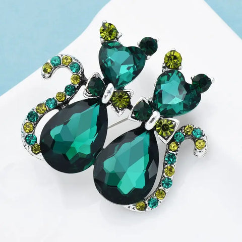 Crystal Cat Brooch