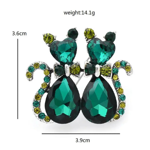 Crystal Cat Brooch