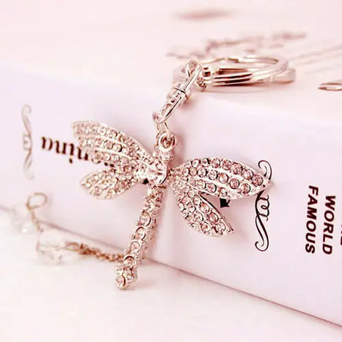Crystal Dragonfly Keychain