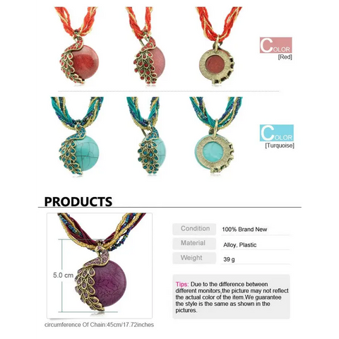 Crystal Peacock  Necklace