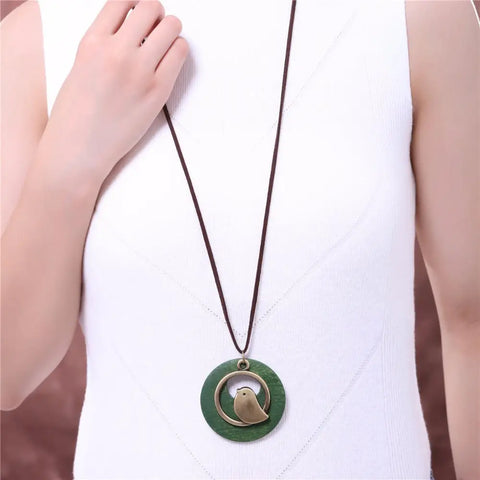 Cute wood Bird Necklace