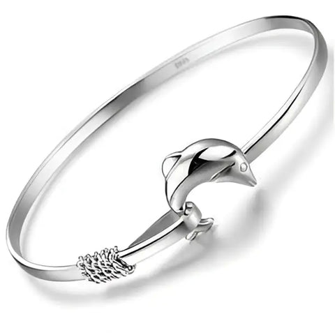 Silver Dolphin Bracelet with woven clasp - symbol of love by Helping Animals At Risk