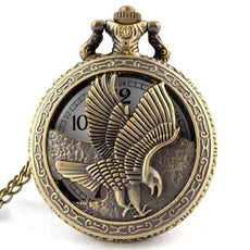 Antique brass Eagle Pocket Watch with eagle face and vintage chain