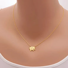 Gold elephant pendant necklace on delicate chain, good luck symbol
