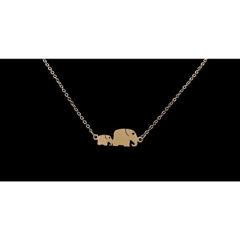 Gold-toned minimalist elephant necklace, symbol of protection