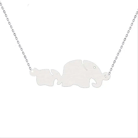 Silver elephant pendant necklace symbol of protection minimalist design