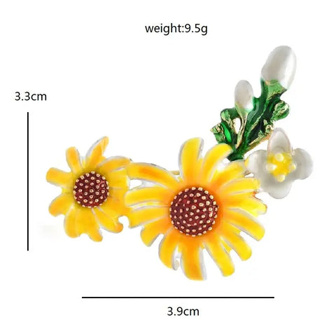 Enamel Daisy Flower Brooch