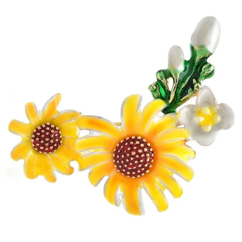 Enamel Daisy Flower Brooch