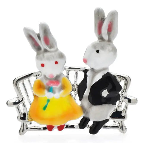 Fall In Love Rabbits Brooch