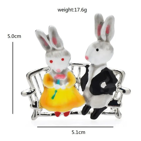 Fall In Love Rabbits Brooch