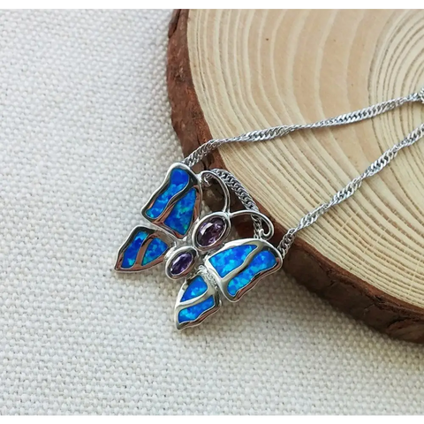 Necklace - Fire Opal Butterfly Necklace