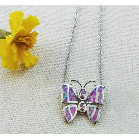 Necklace - Fire Opal Butterfly Necklace