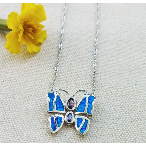 Necklace - Fire Opal Butterfly Necklace