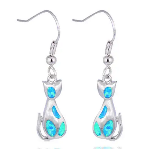 Fire Opal Cat Earrings
