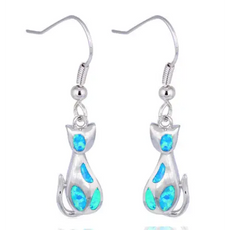 Fire Opal Cat Earrings