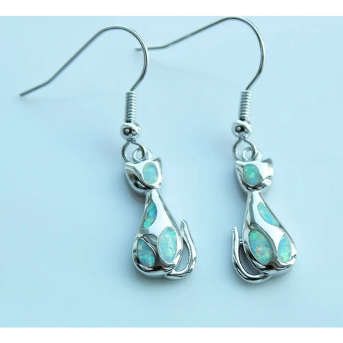 Earrings - Fire Opal Cat Earrings