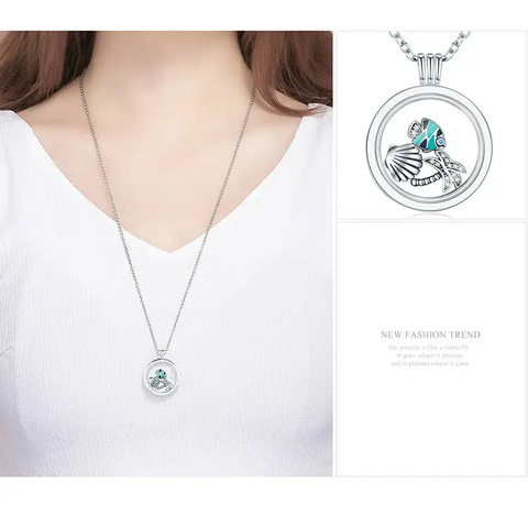 Floating Fish in Paradise  Silver Necklace