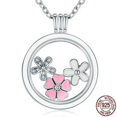 Floating Flowers in bloom Silver Necklace