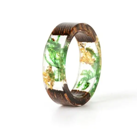 Flower Resin Wood Ring