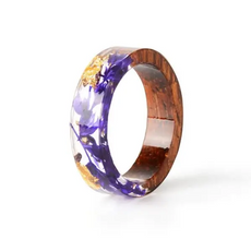 Flower Resin Wood Ring