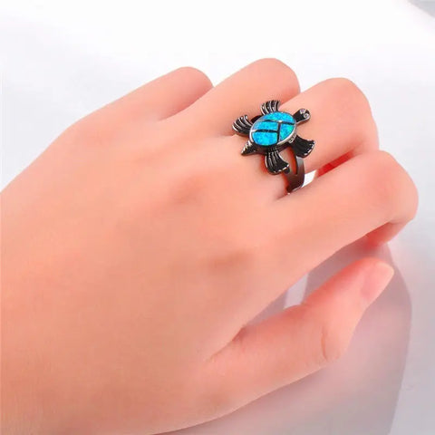 Free Black Gold Turtle Ring