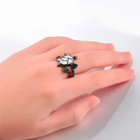 Free Black Gold Turtle Ring
