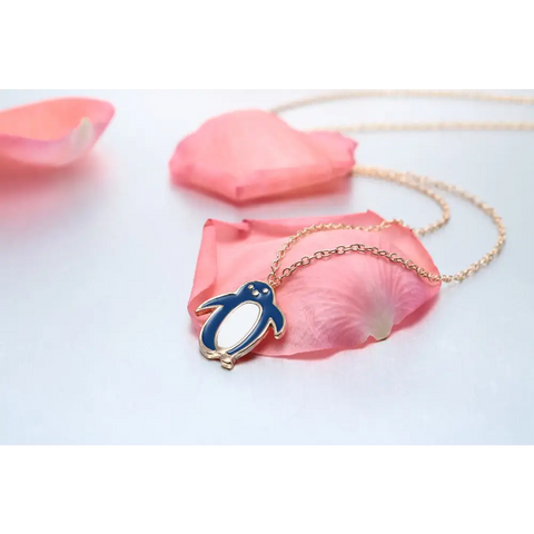 Free Blue Enamel Penguin Necklace