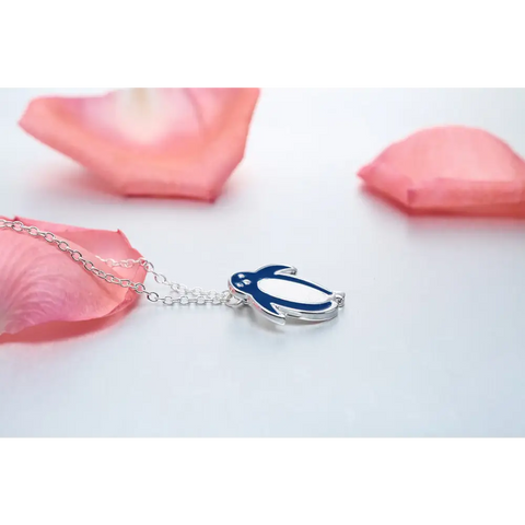 Free Blue Enamel Penguin Necklace