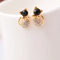 Free Cat Rhinestone Earrings