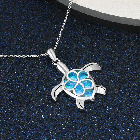 Free Flower Back Turtle Necklace