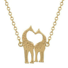 Gold giraffe heart necklace with dotted texture - love and wildlife symbol