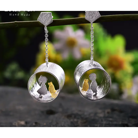 Girl and Cat Earring