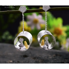 Girl and Cat Earring