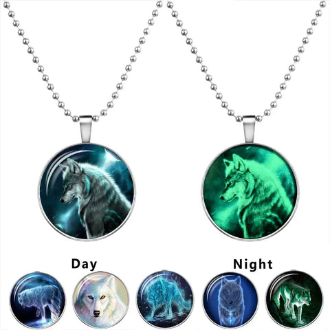 Glow in the Dark Wolf Necklace